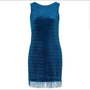 Topshop embossed velvet fringe dress